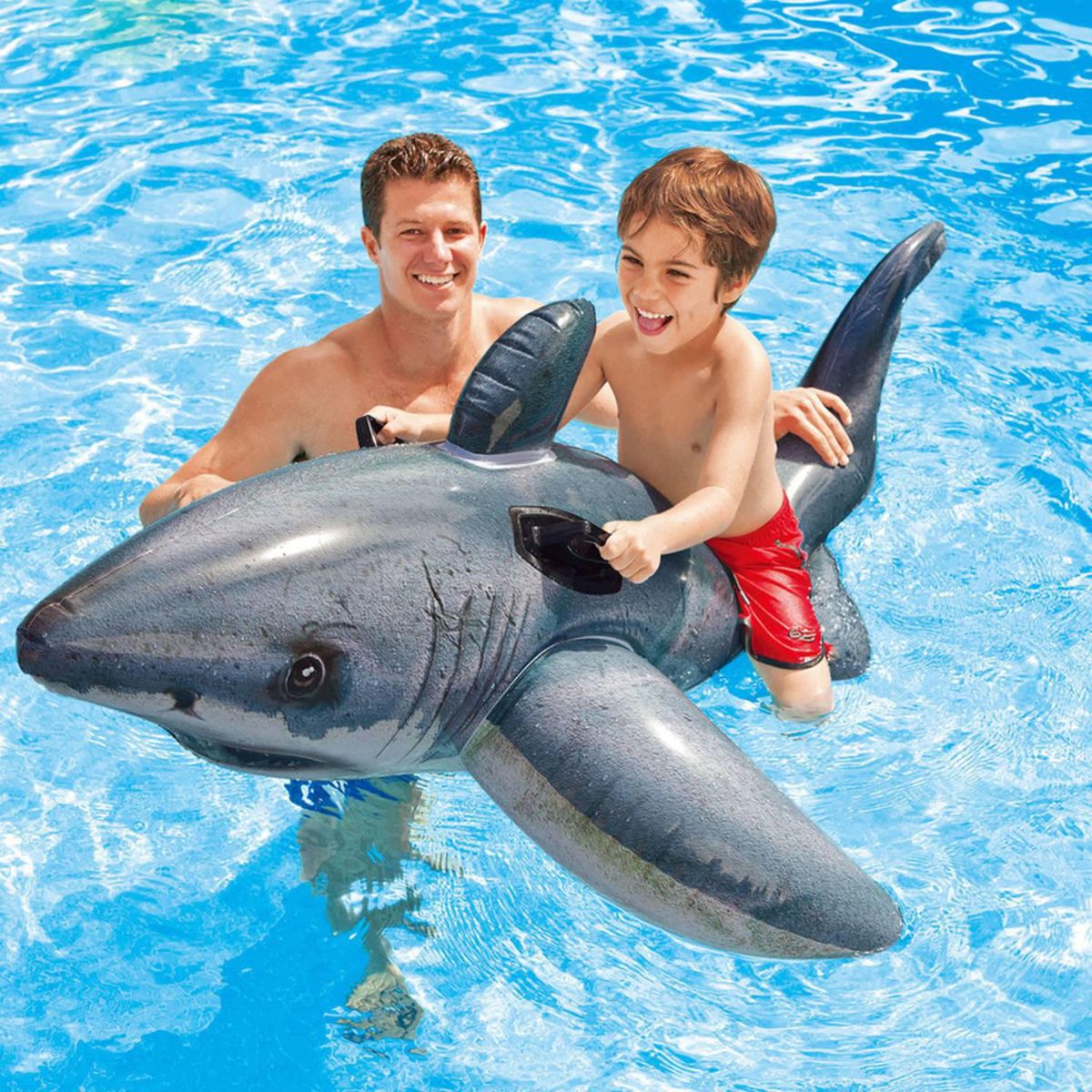 LIVE SPORT - Flotador Inflable de Tiburón Gris 107x35x173 cm