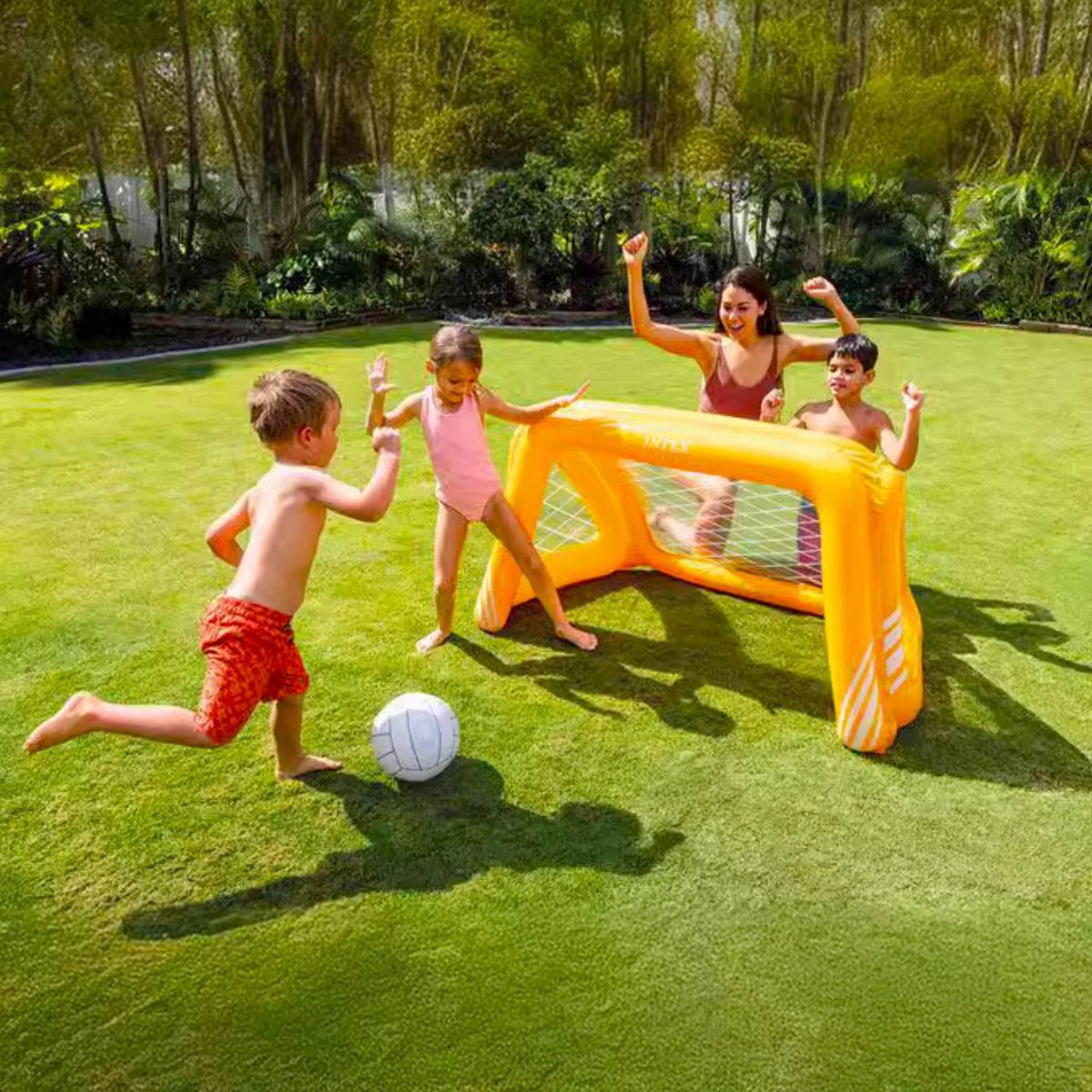 LIVE SPORT - Juego Arco de Fútbol Inflable Naranjo 124x76x84 cm