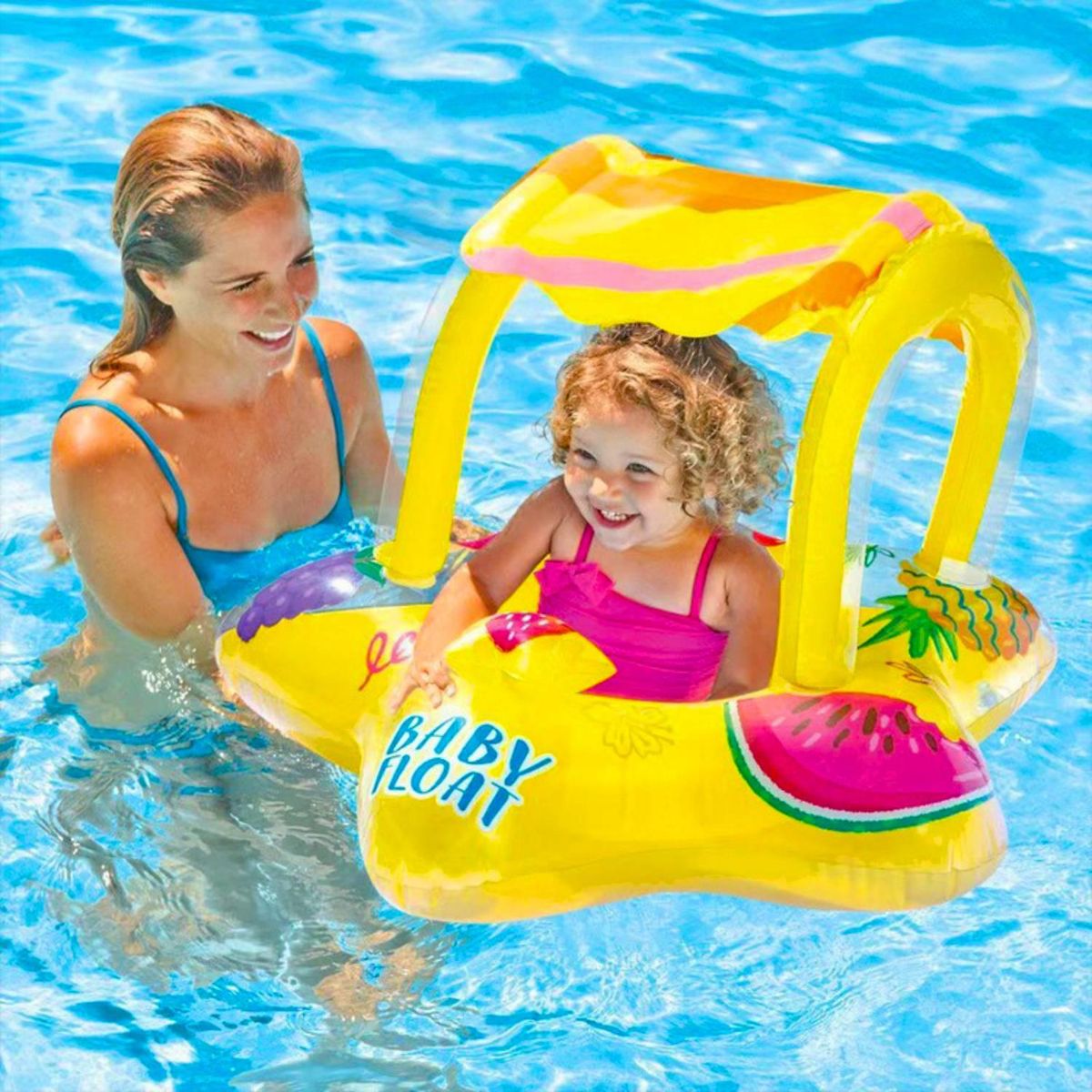LIVE SPORT - Flotador Inflable con Asiento Star Amarillo 81x79x81 cm