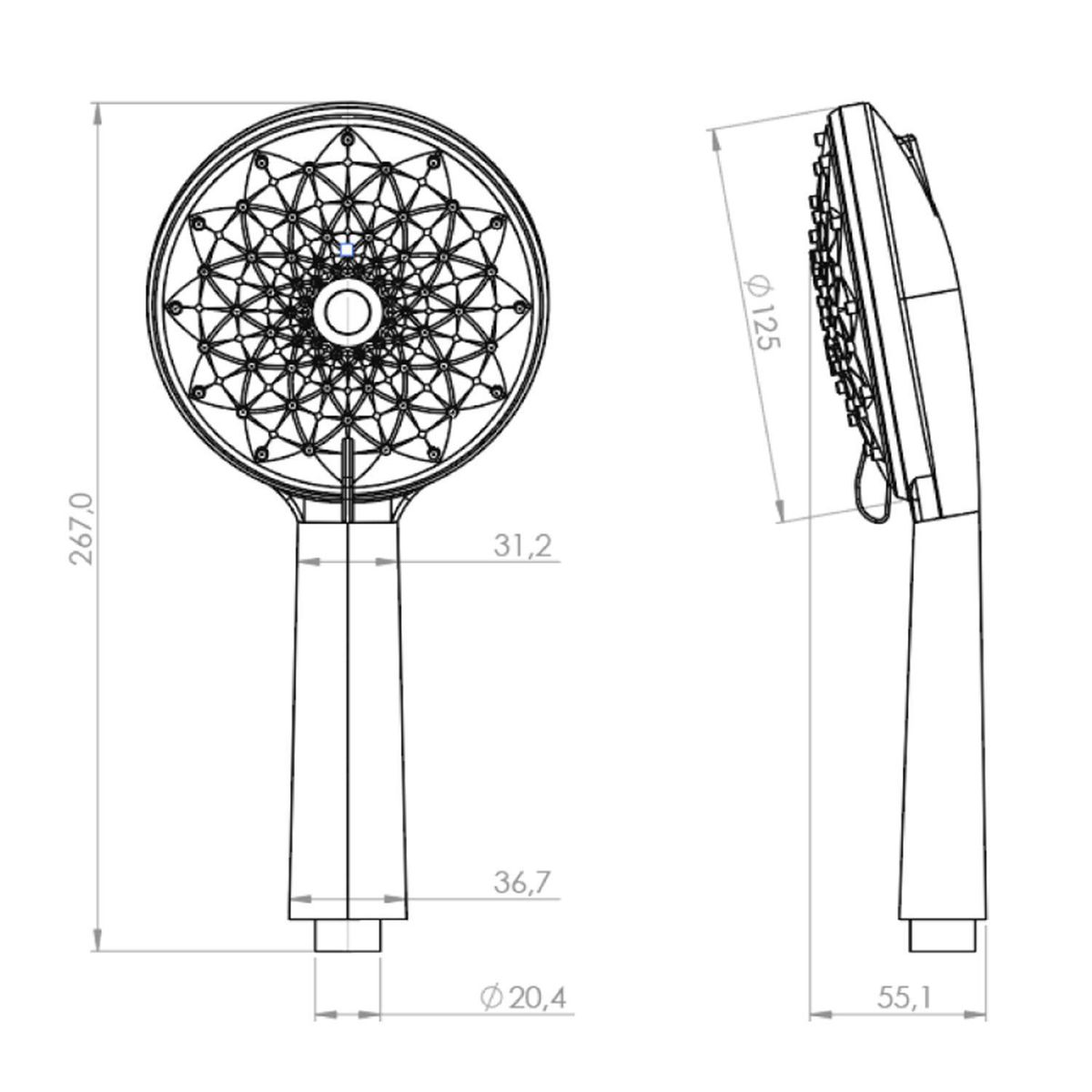 STRETTO - Maneral de Ducha Stella Duo de 6 funciones