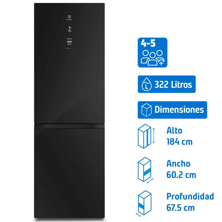 Refrigerador Bottom Freezer No Frost 322 Litros Negro DB60GE