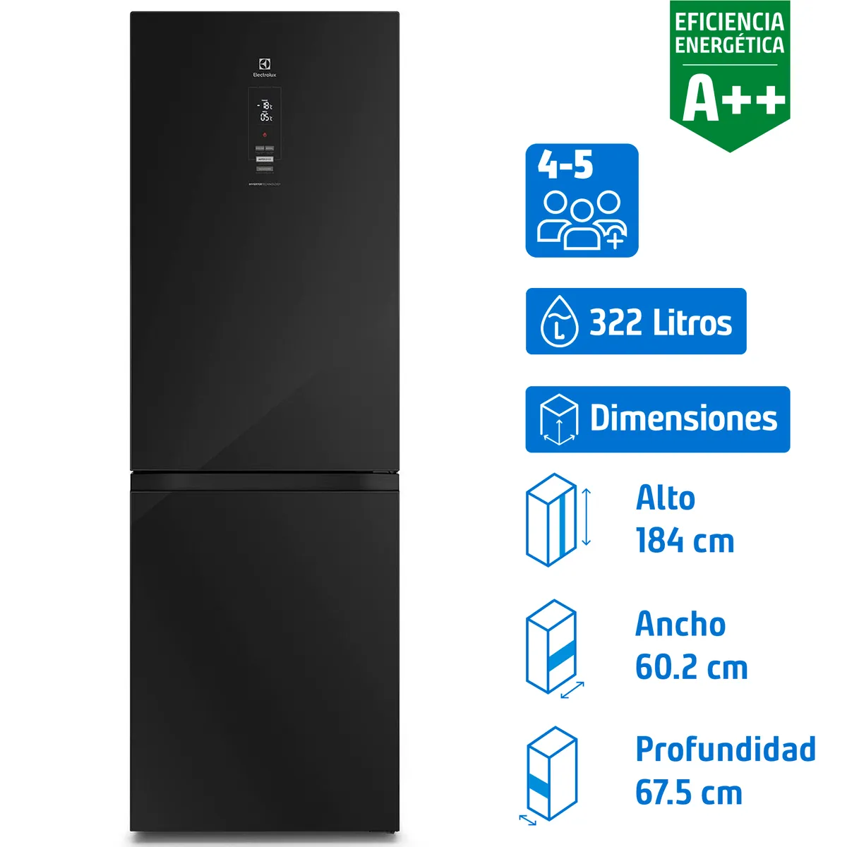 ELECTROLUX - Refrigerador Bottom Freezer No Frost 322 Litros Negro DB60GE