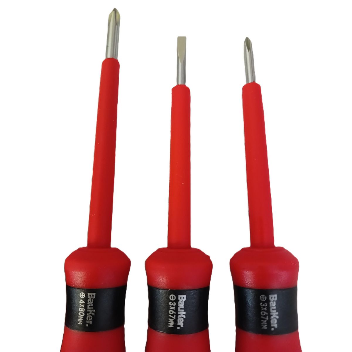 BAUKER - Set 4 atornilladores con tester paleta/cruz 3 y 4mm Bauker