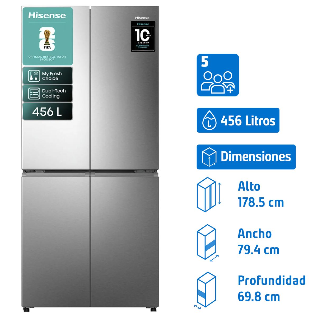 HISENSE - Refrigerador Side by Side No Frost 456 Litros RQ5P470NECF