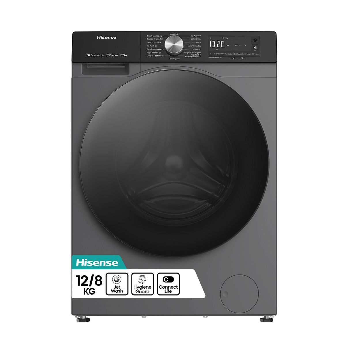 HISENSE - Lavadora/Secadora 12/8 kg Titanium Grey WD3S1243BT
