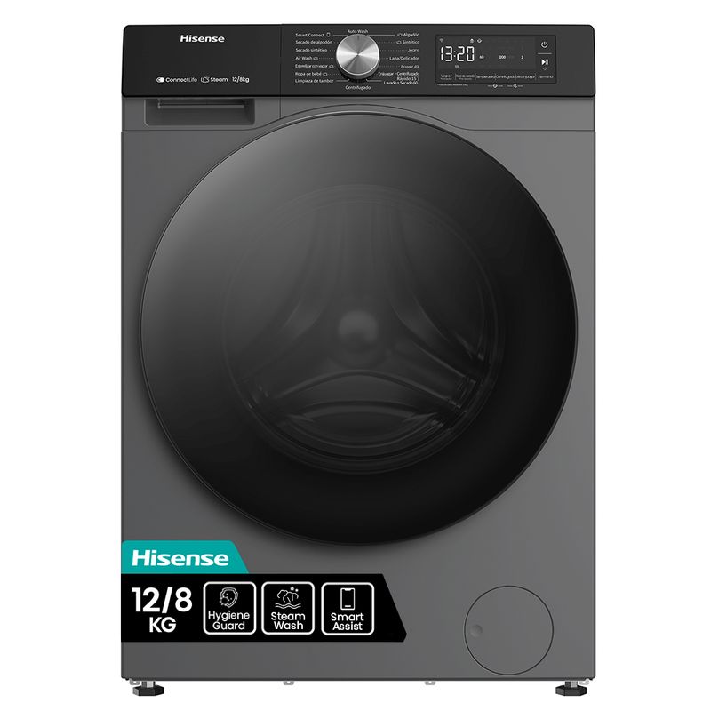 HISENSE - Lavadora/Secadora 12/8 kg Titanium Grey WD3S1243BT