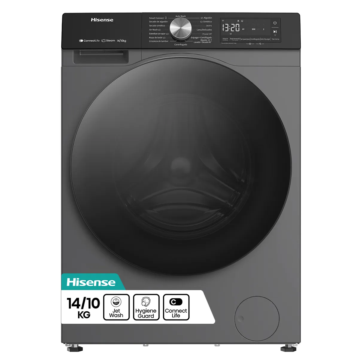 HISENSE - Lavadora/Secadora 14/10 kg Titanium Grey WD3S1443BT