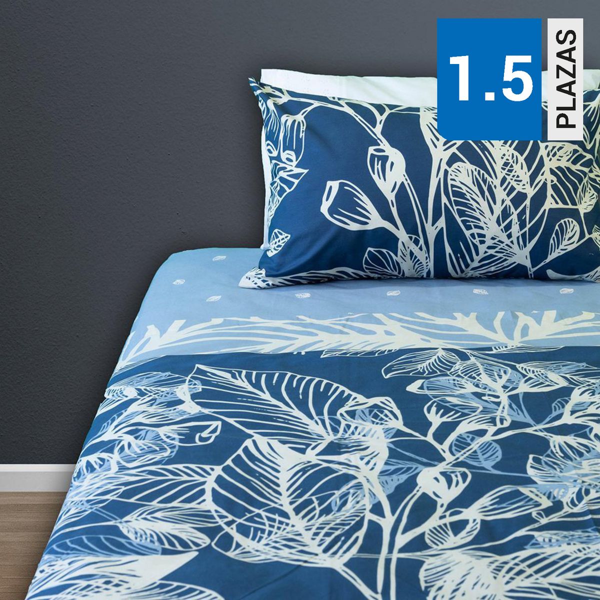 DORAL - Juego Sábanas 200 Hilos Flores Azules