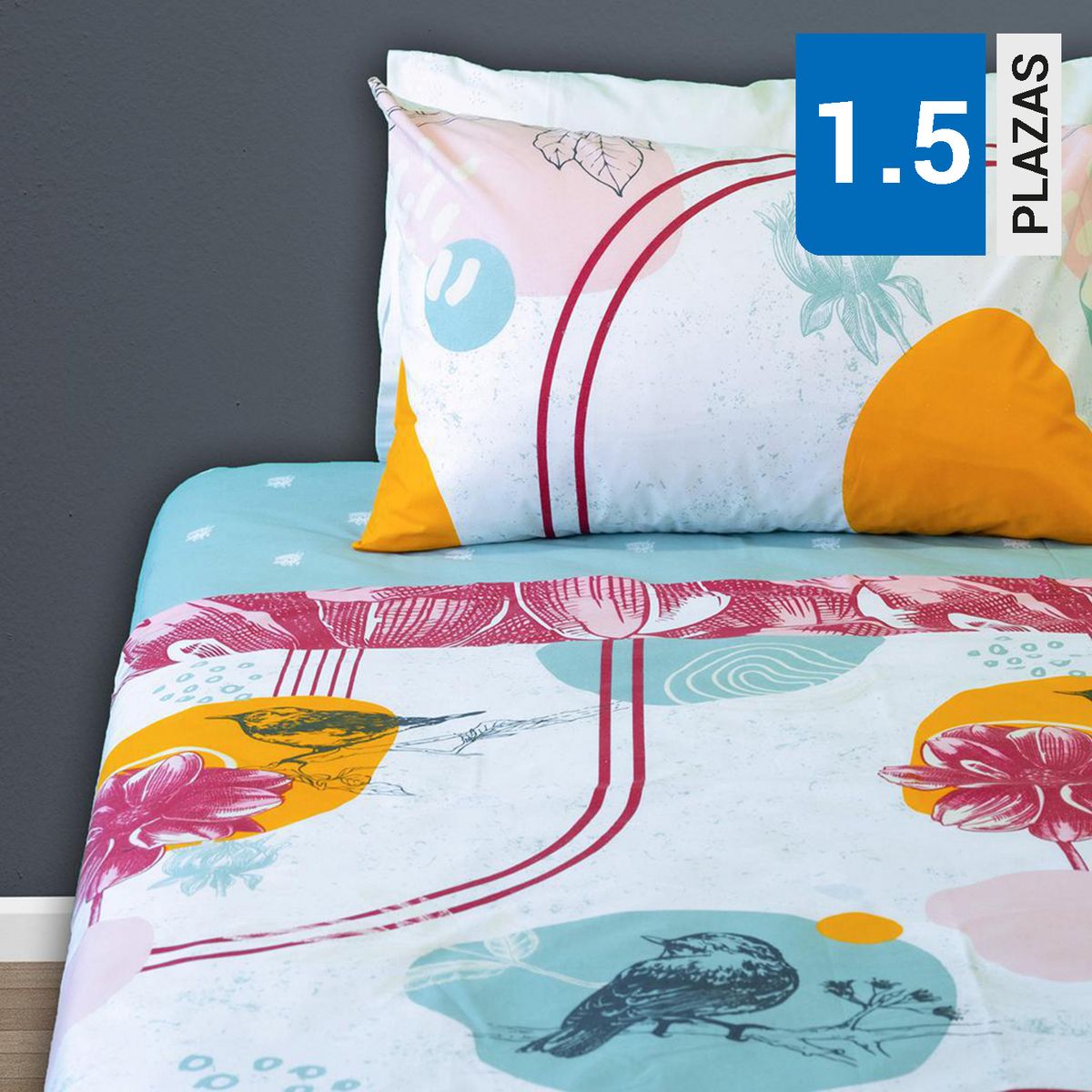 DORAL - Juego Sábanas 200 Hilos Pajaros