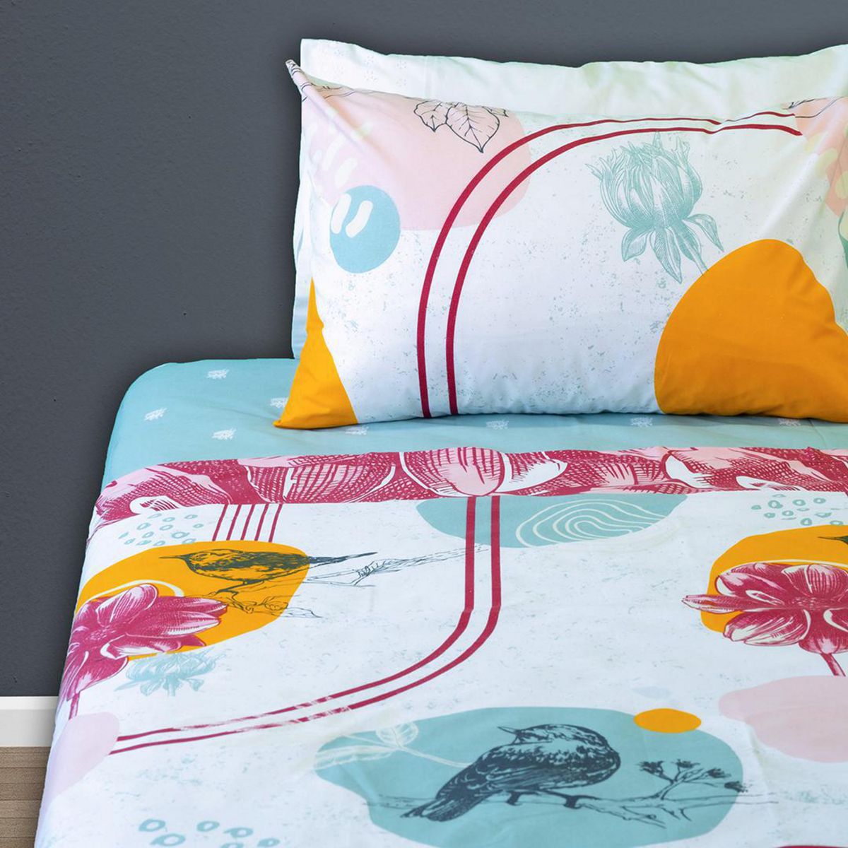 DORAL - Juego Sábanas 200 Hilos Pajaros