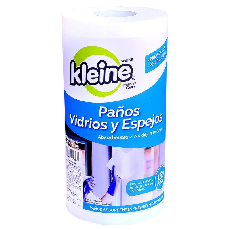 KLEINE WOLKE - Paño para Vidrios y Espejos 160 unidades Prepicadas 25x23 cm 36,8 m