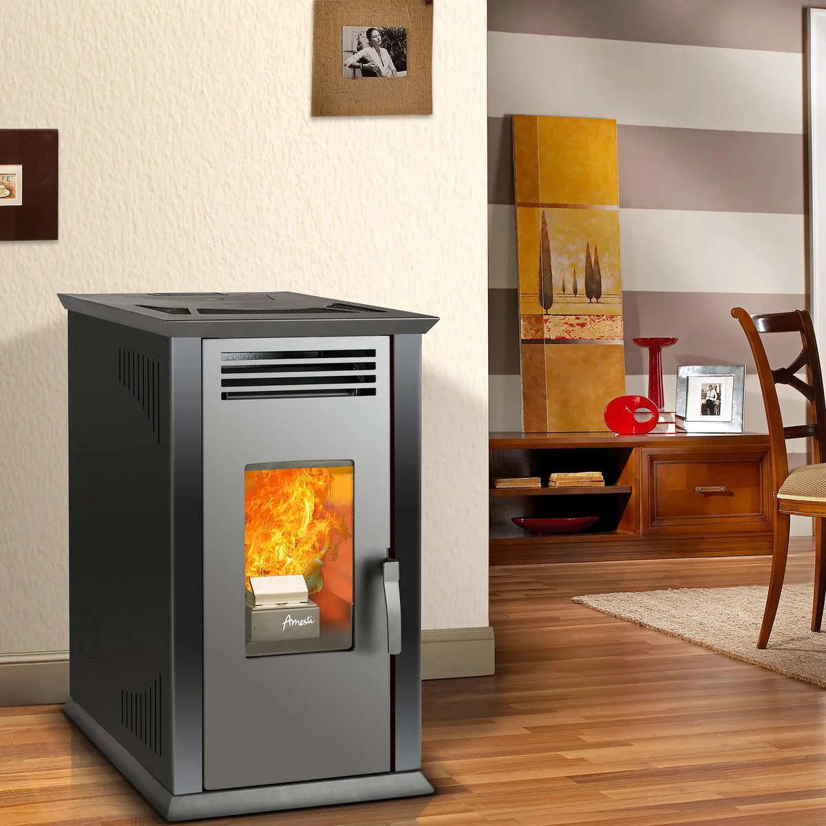 Estufa/Kit Instalación Techo Pellet Italy 8100 Negra Negro, marca AMESTI - Foto 2