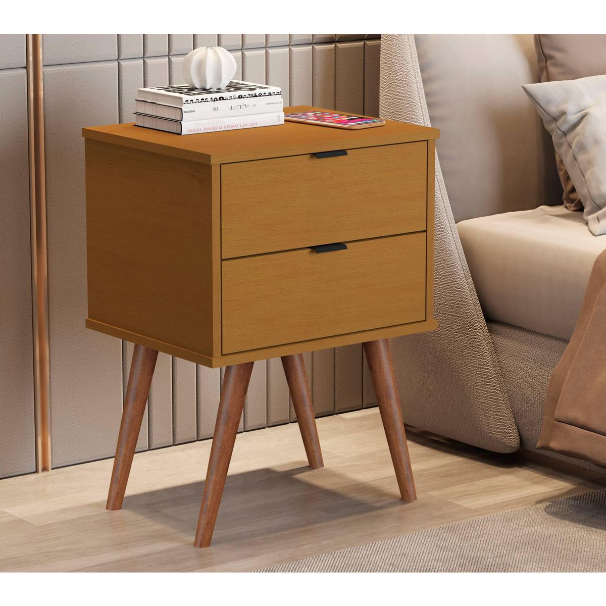 BE DESIGN - Velador 2 Cajón(es) Luxor 45x67x36 cm Caramelo