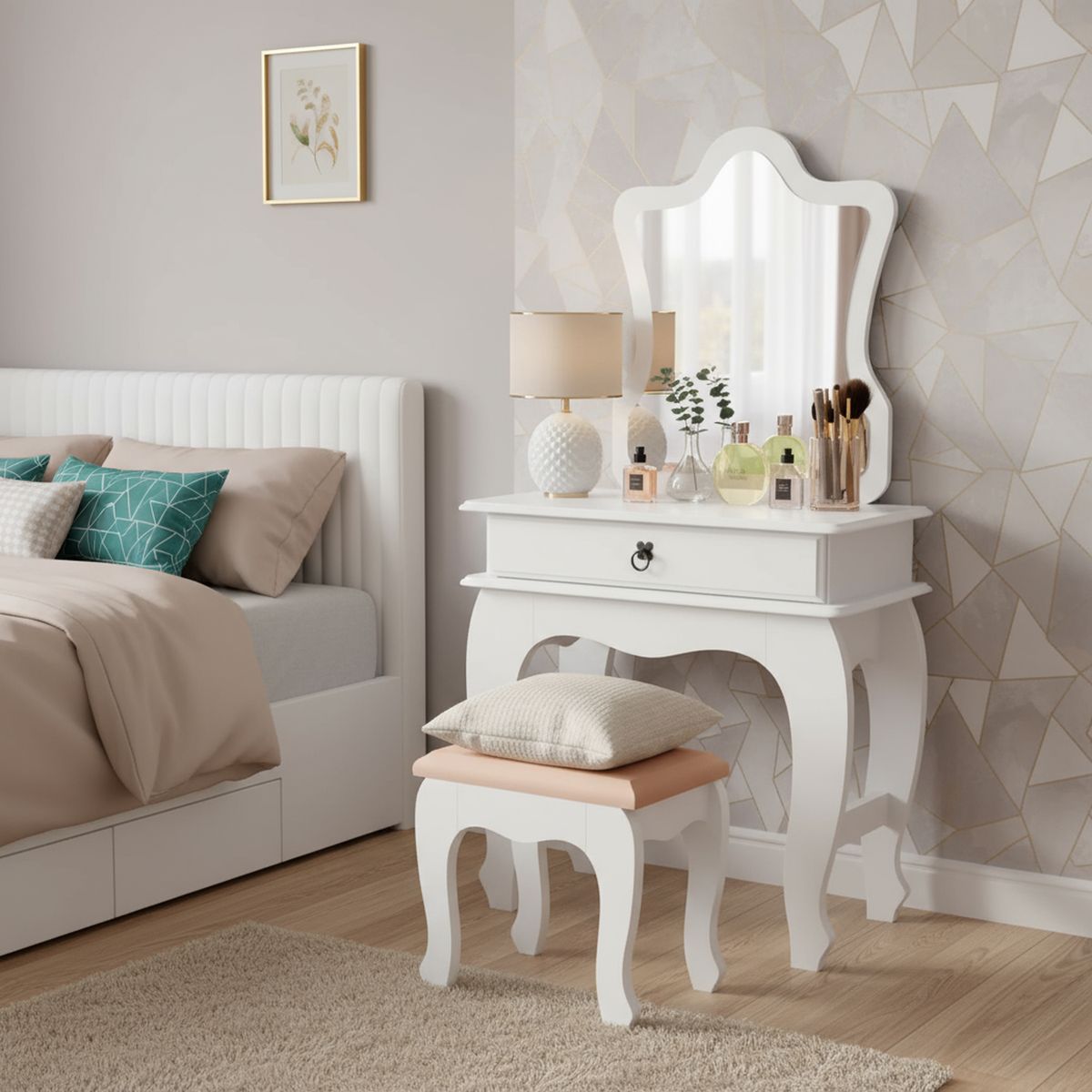 BE DESIGN - Tocador con Espejo 1 Cajón(es) Luxury 76x150x42 cm Blanco