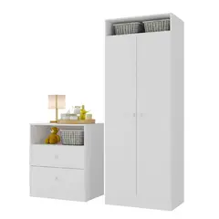 KIDSCOOL - Clóset/Cómoda Top Baby 2 Puerta(s) 2 Cajón(es) 2 Repisa(s) 60x161x40 cm Blanco