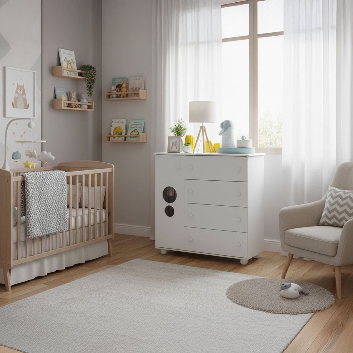 KIDSCOOL - Cómoda Top Baby 4 Cajón(es) Top Baby 94.5x94x42.5 cm Blanco