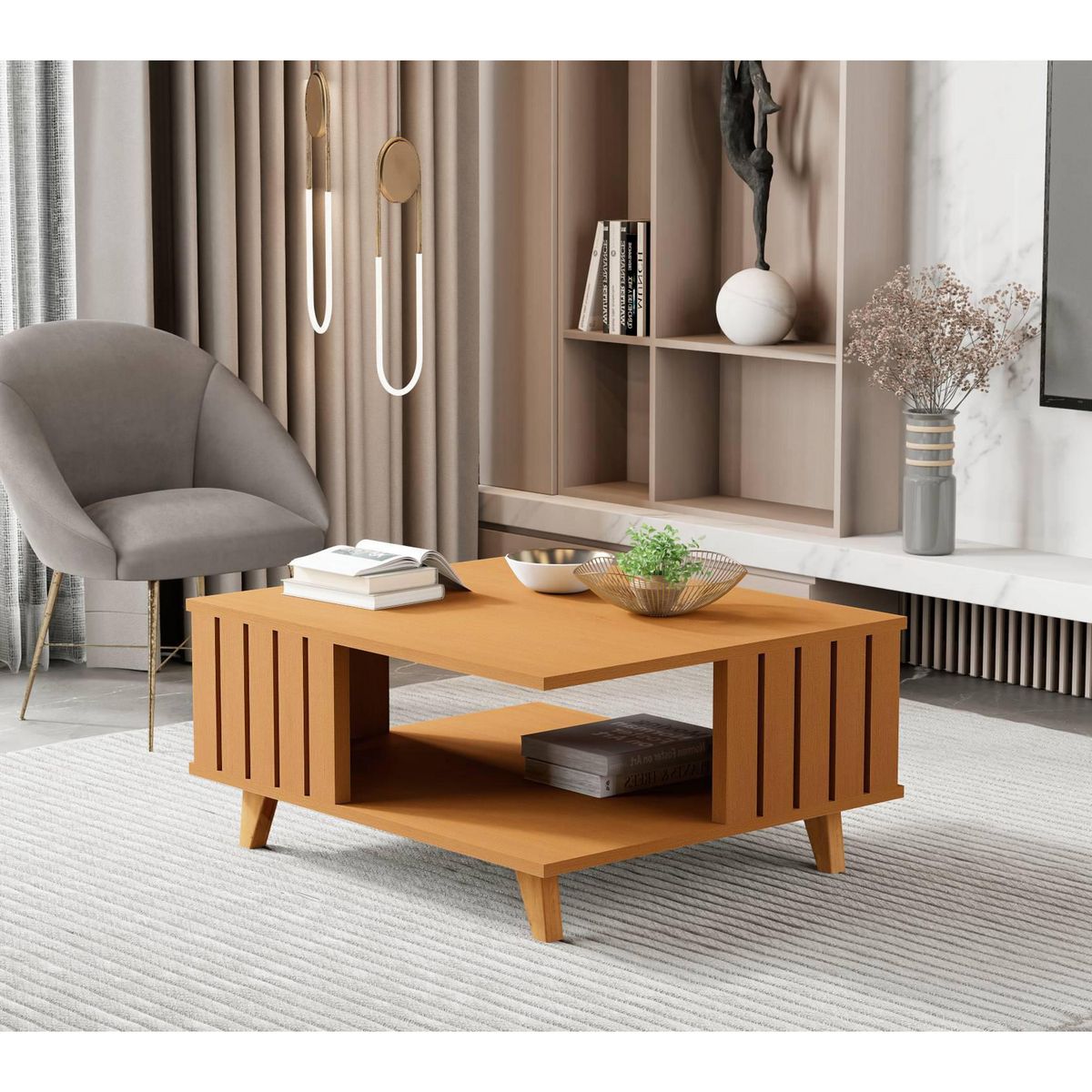 BE DESIGN - Mesa de centro Acai Caramelo 70x60x33 cm