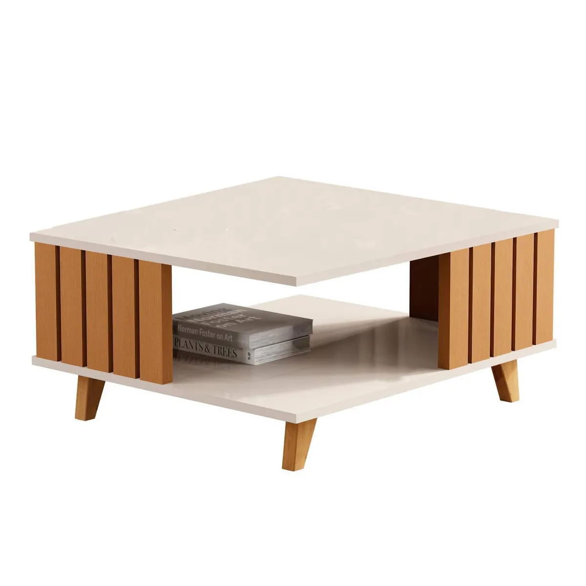 BE DESIGN - Mesa de centro Acai Perla con caramelo 70x60x33 cm