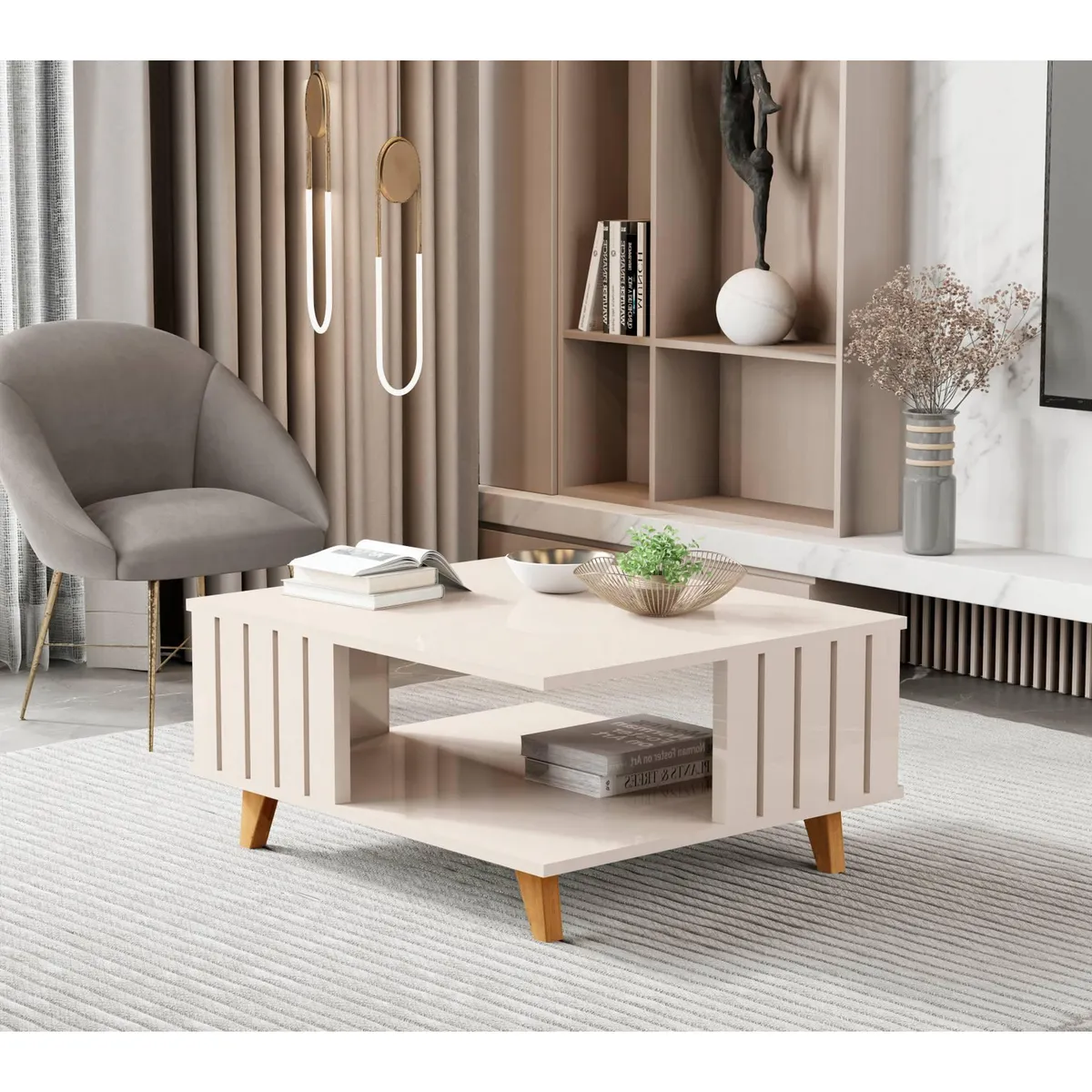 BE DESIGN - Mesa de centro Acai Perla 70x60x33 cm