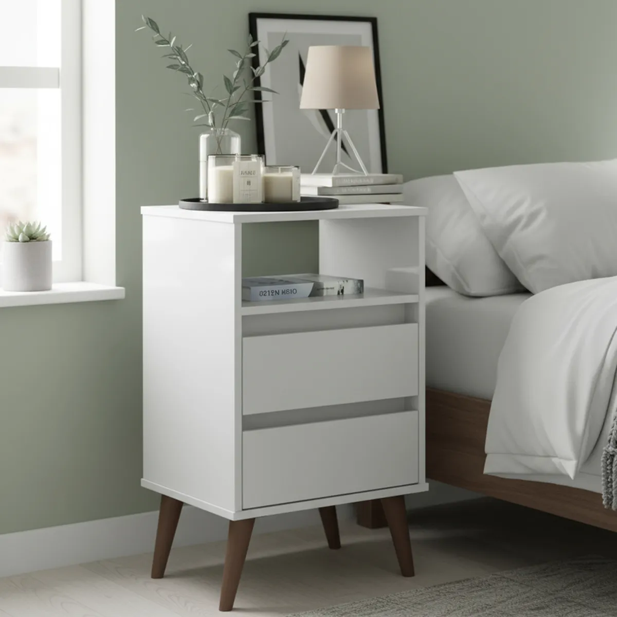 ONESSTA - Velador 2 Cajón(es) Roma 43.5x71x36 cm Blanco