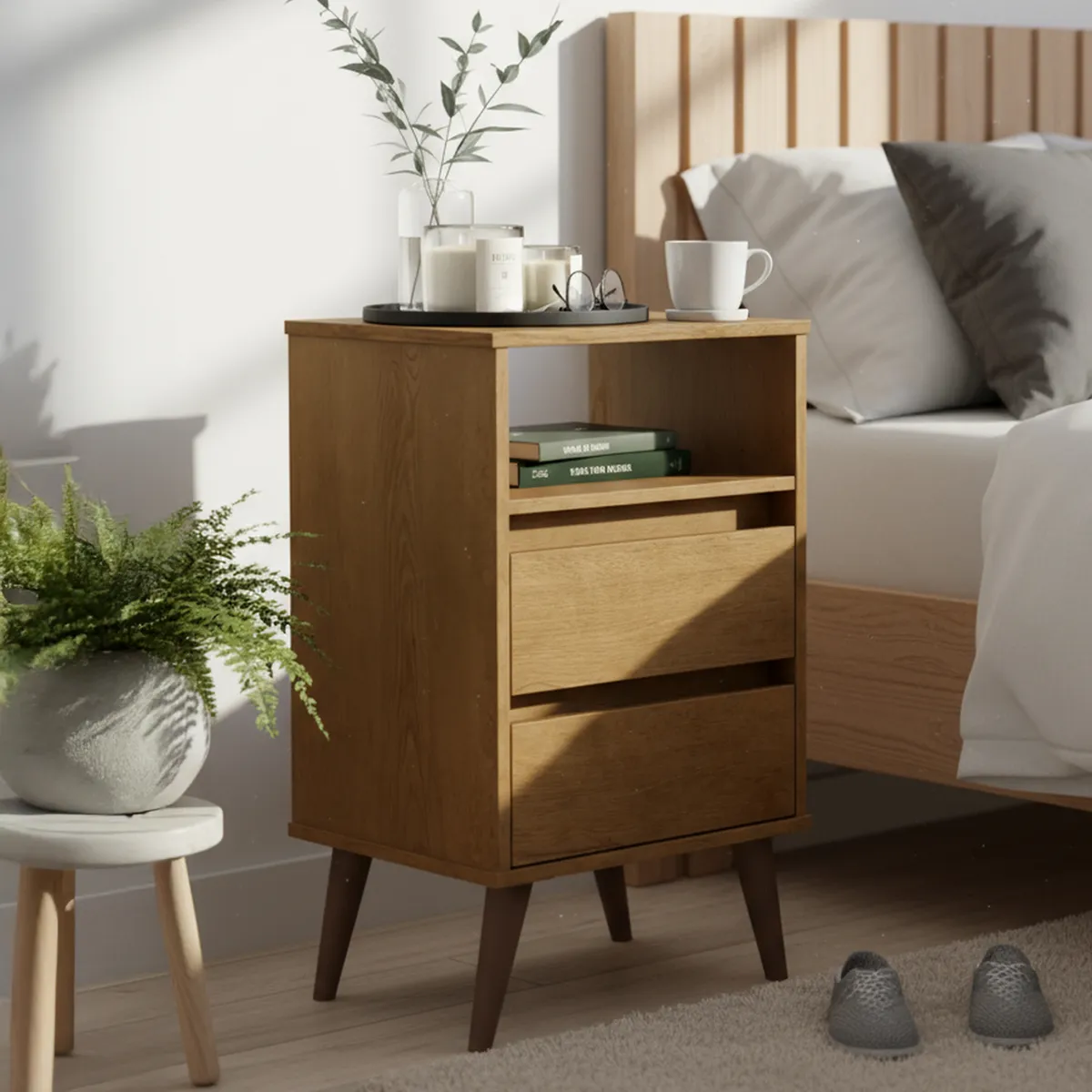 ONESSTA - Velador 2 Cajón(es) Roma 43.5x71x36 cm Freijo