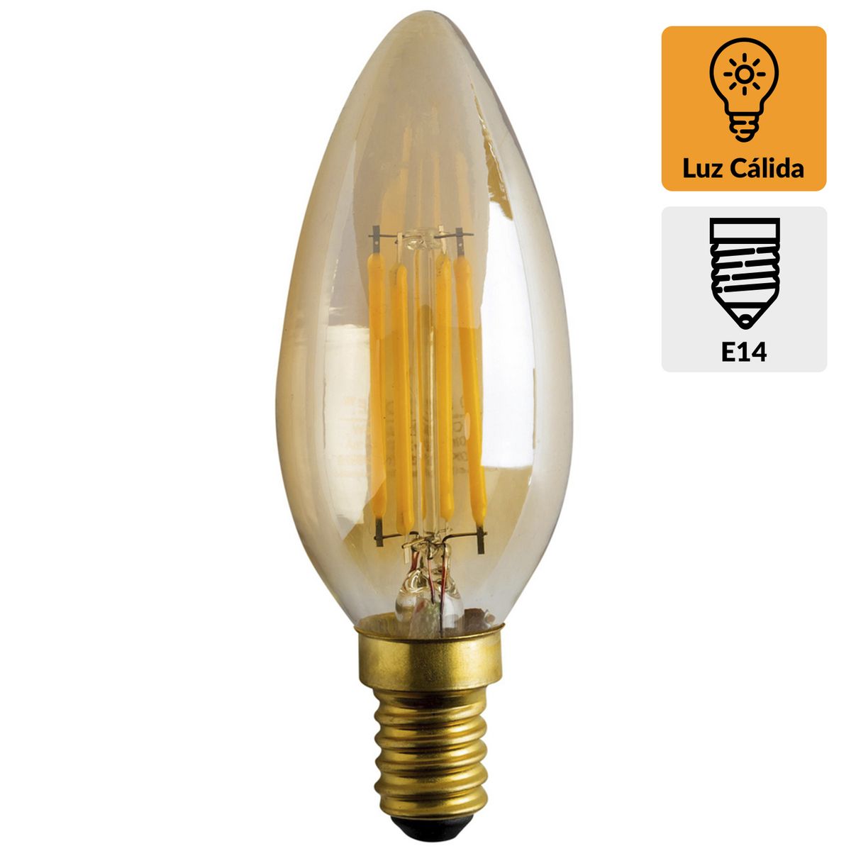 LEDZONE - Ampolleta Led Vela 6 W E14 650 lm Luz Cálida