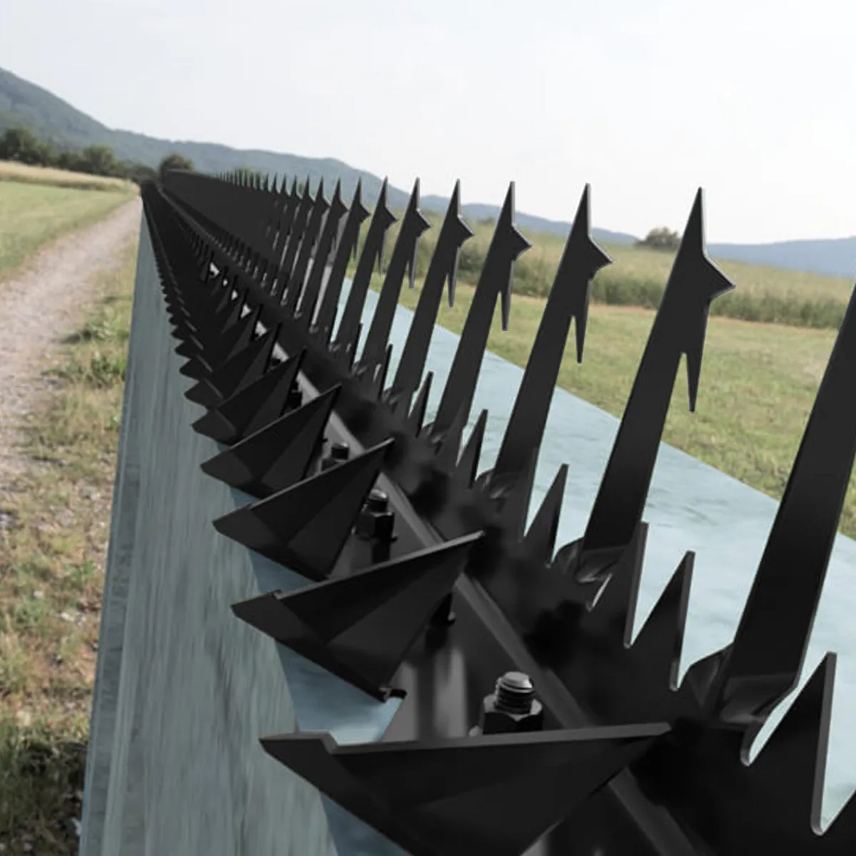 HOGA - Pack 10 Puntas Reja Tiburón Estrella Negra 10 cm 1,25 m