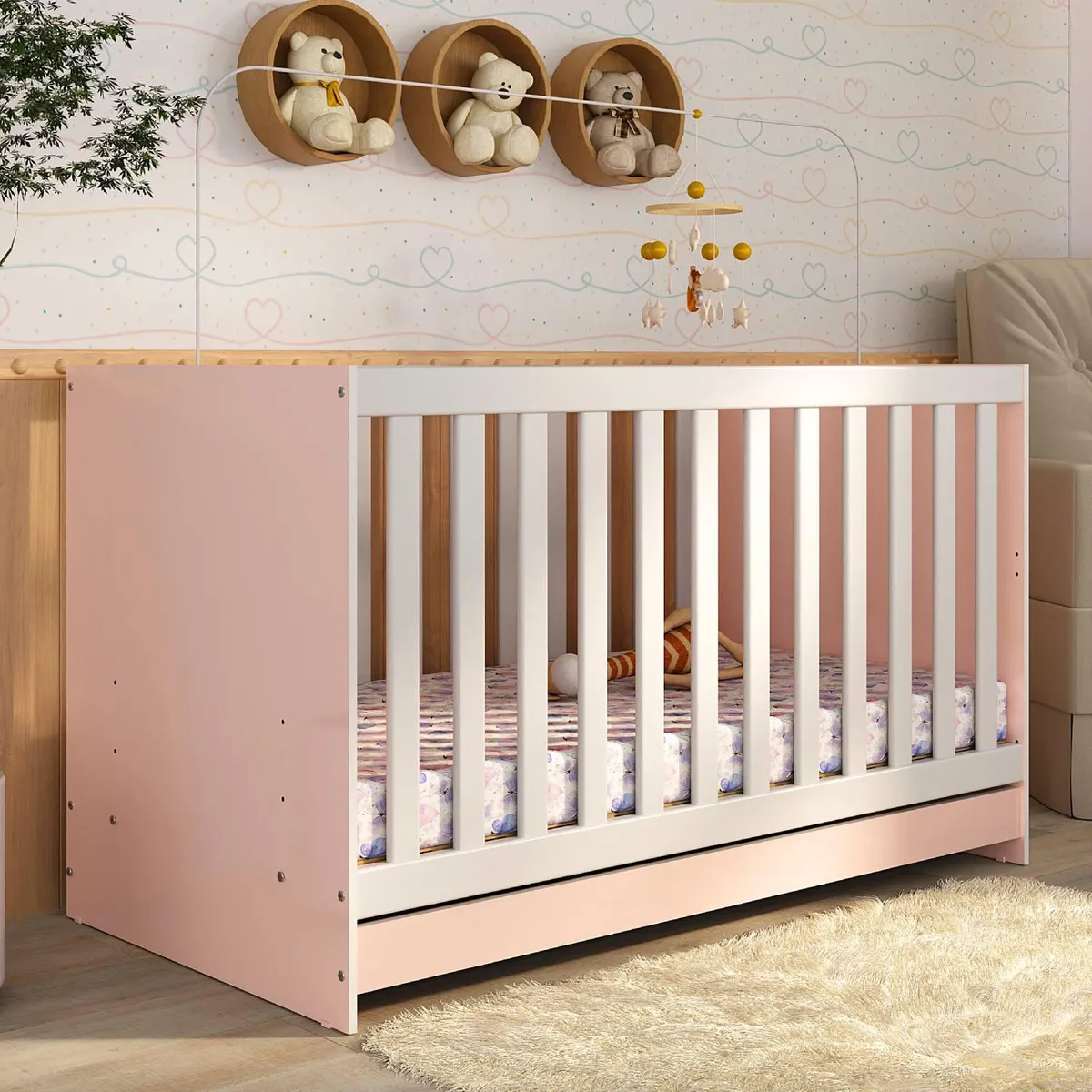 KIDSCOOL - Cuna New Rosado 80.5x66x133 cm