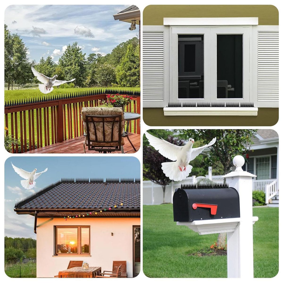 HOGA - Puntas Plásticas Espanta Palomas 45 cm 5,40 m 12 Unidades