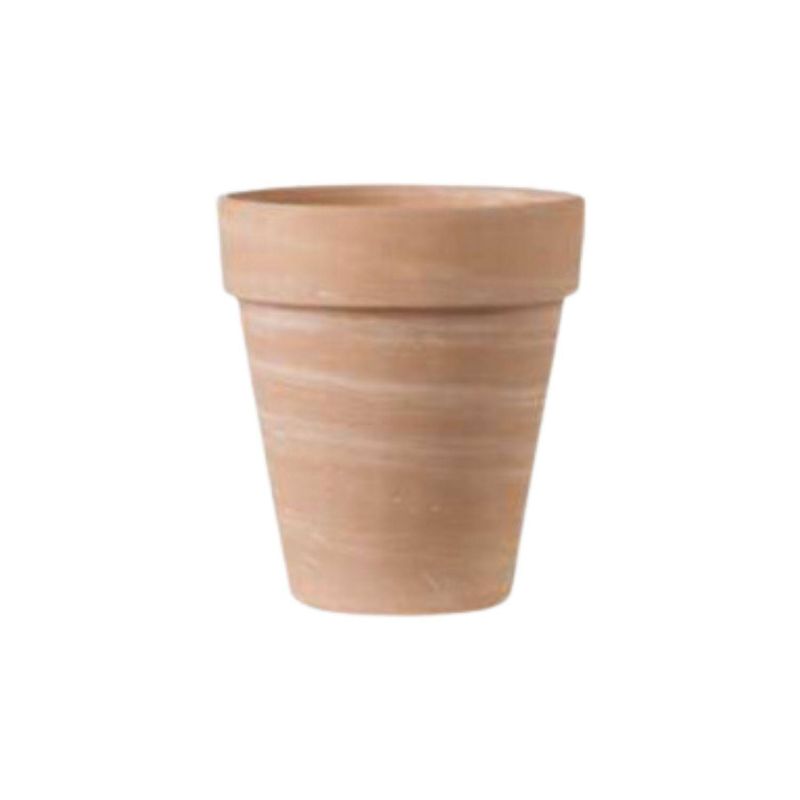 DEROMA - Macetero Alto Duo de Arcilla 25.5x29 Terracota con matices blanco