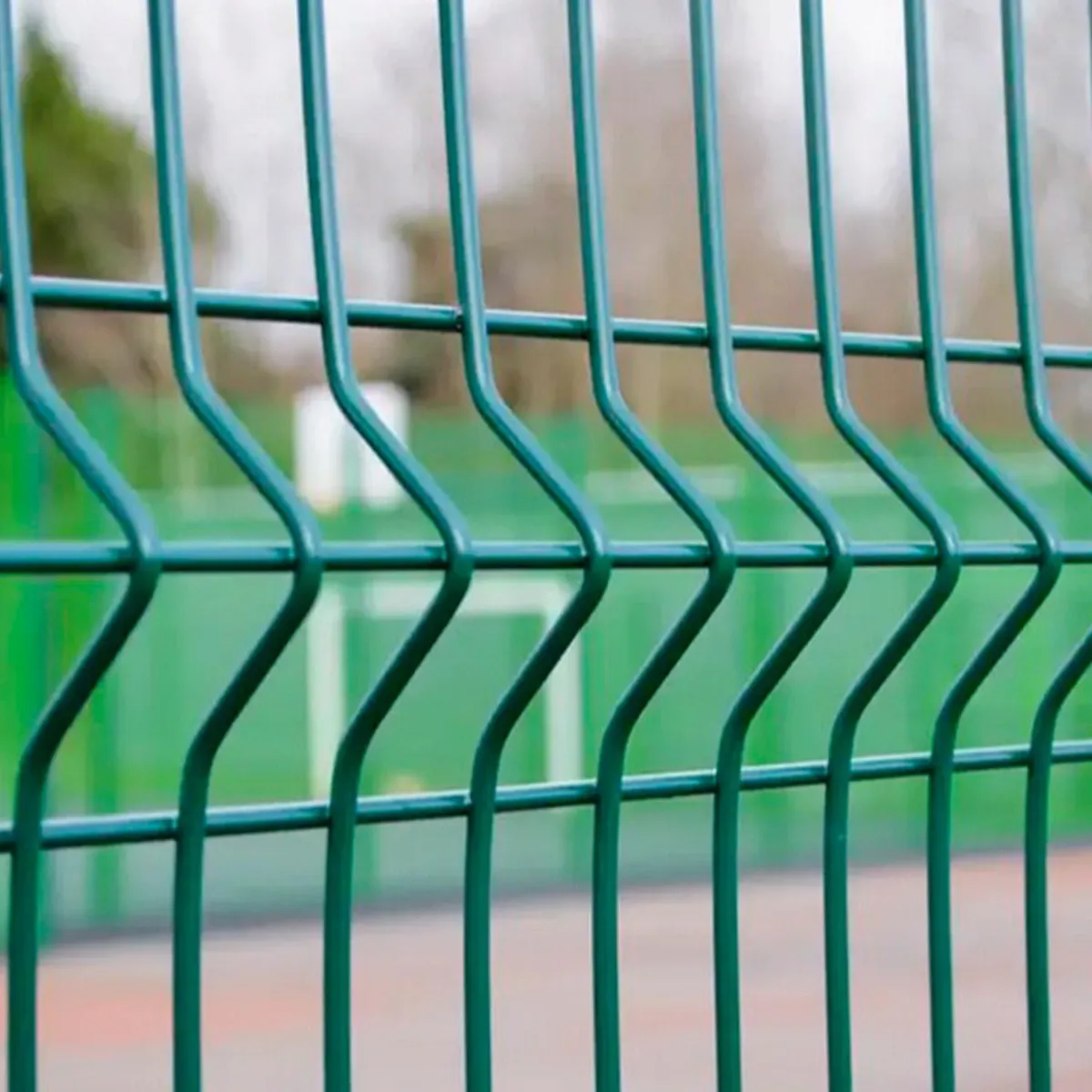 HOGA - Pack 5 Rejas alambre 3D 2,50x1,83 color Verde con 5 Postes 50x50x1,5mm