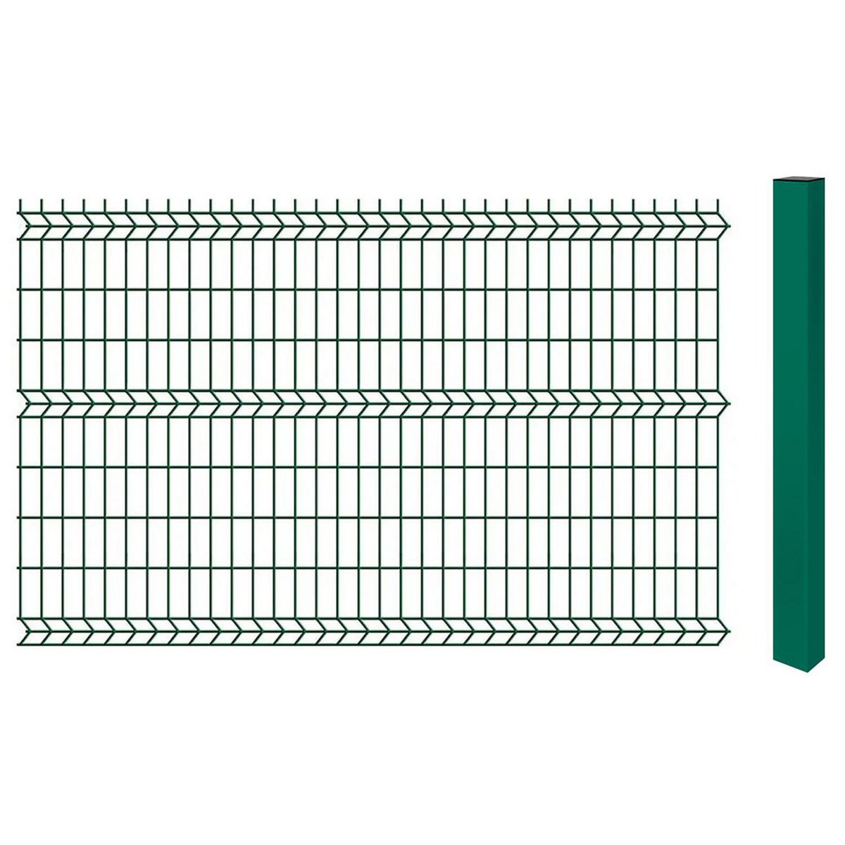 HOGA - Pack 10 Rejas alambre 3D 2,50x1,83 color Verde con 10 Postes 50x50x1,5mm
