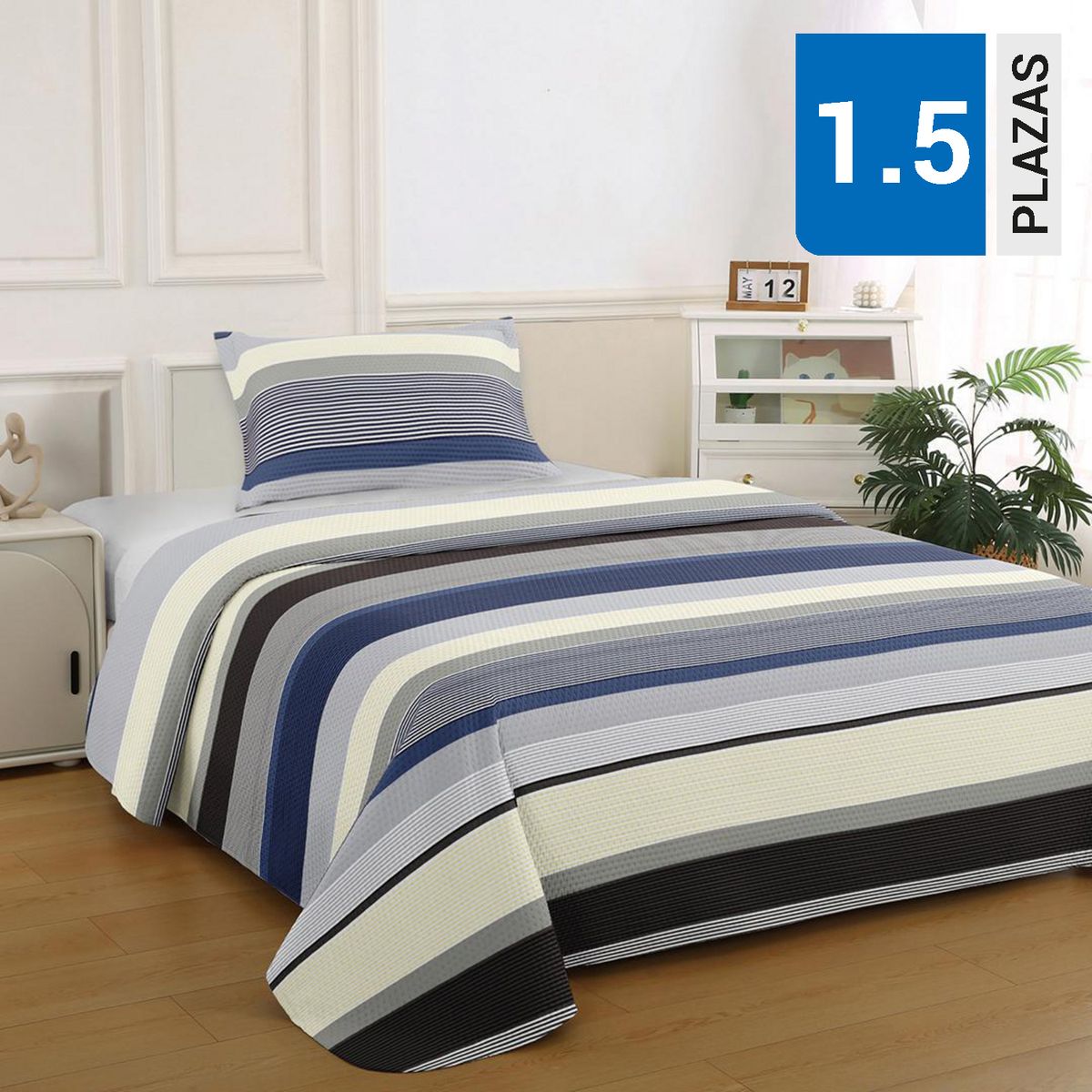 ILLUSIONS - Quilt 1.5 plazas Bruselas Azul 