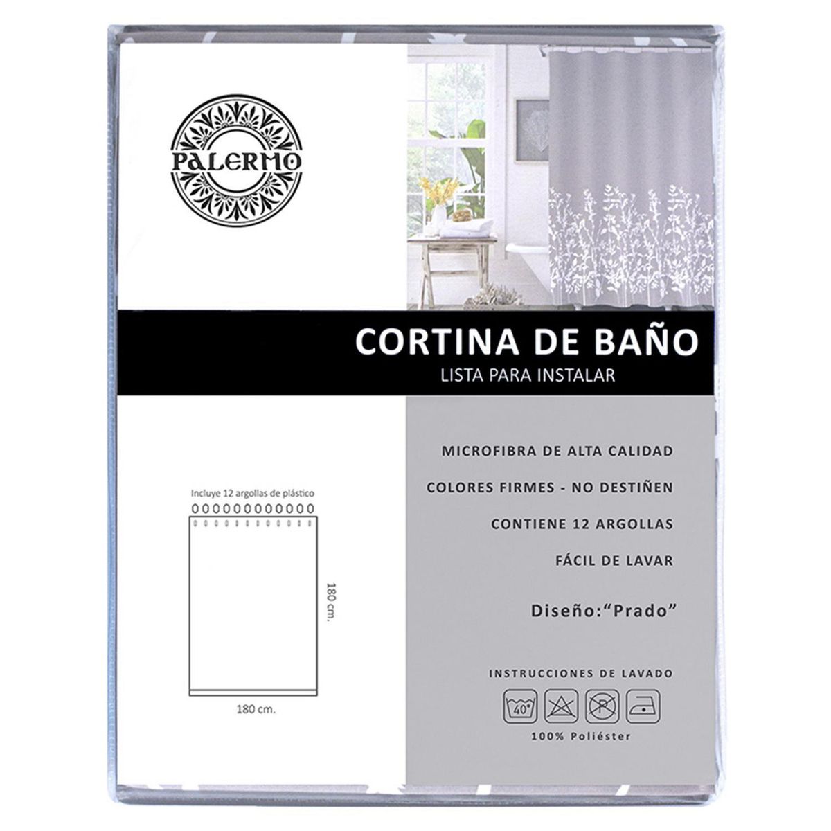 PALERMO - Cortina De baño 180x180 cm Beige Oscuro