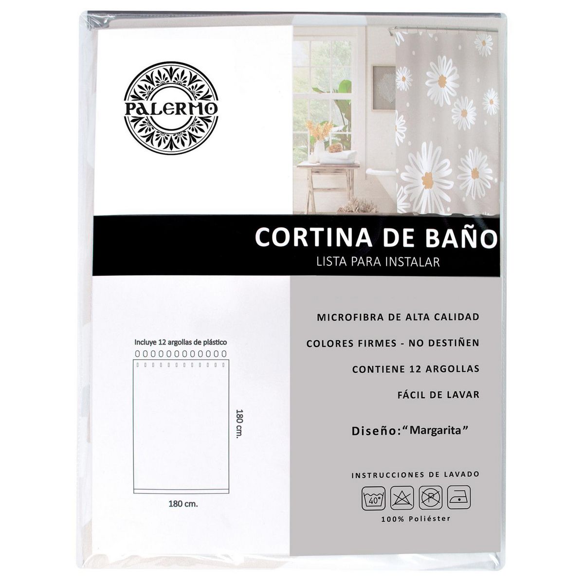 PALERMO - Cortina De baño 180x180 cm Beige