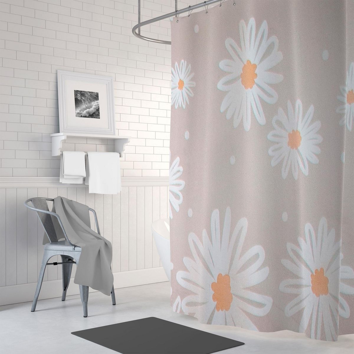 PALERMO - Cortina De baño 180x180 cm Beige