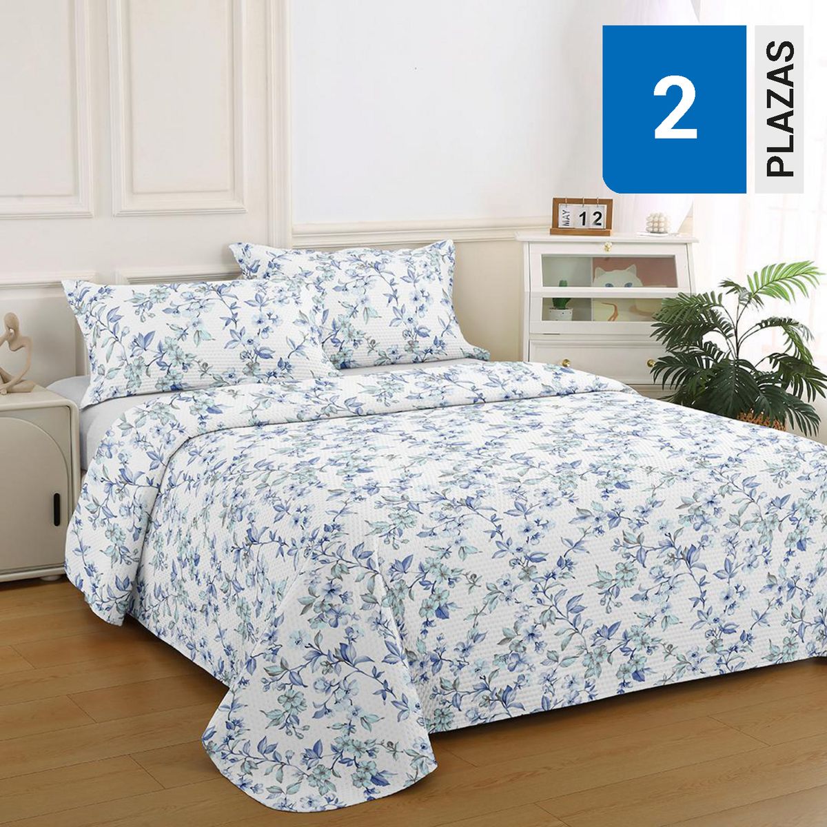 ILLUSIONS - Quilt 2 plazas Bruselas Celeste 