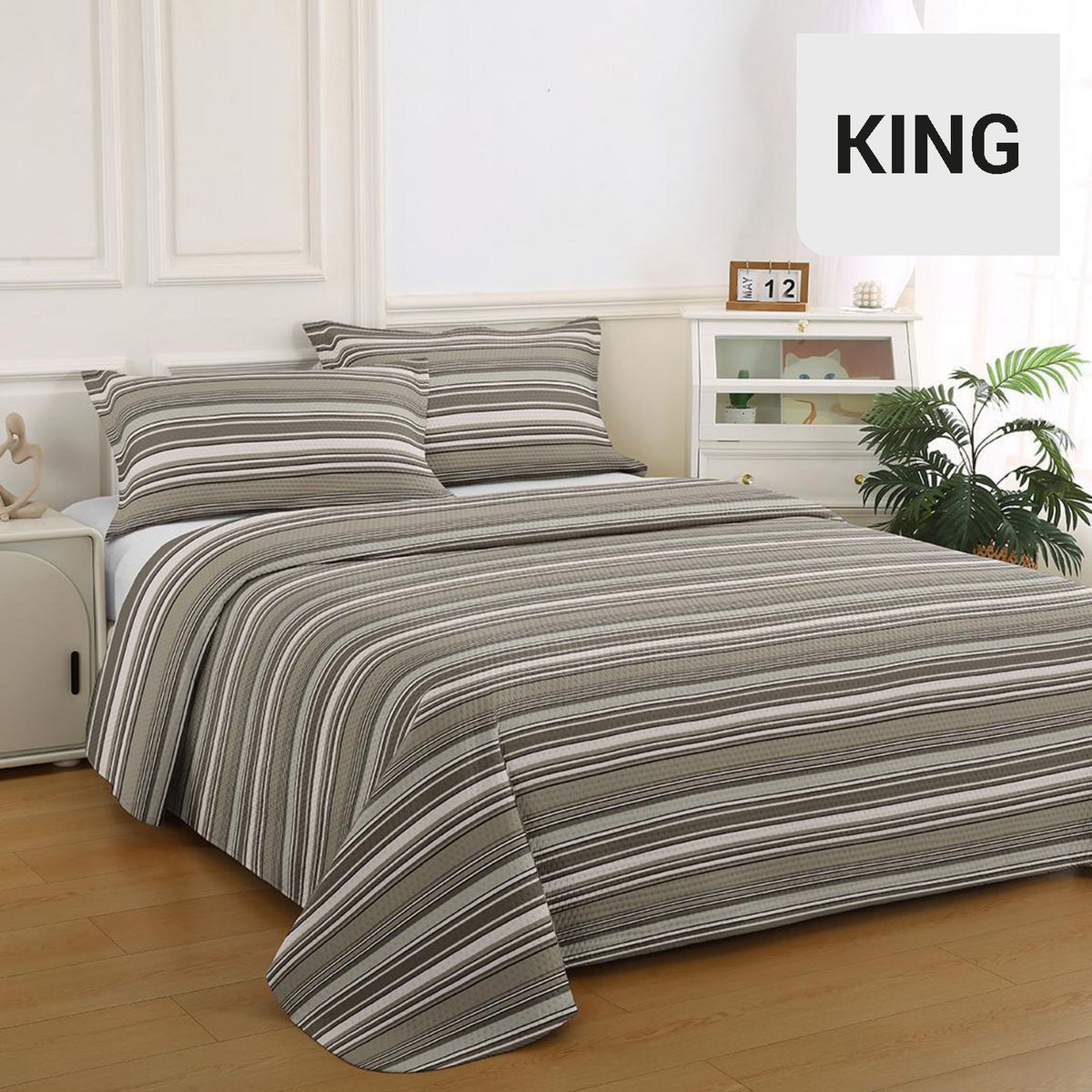 ILLUSIONS - Quilt King Bruselas Crema 