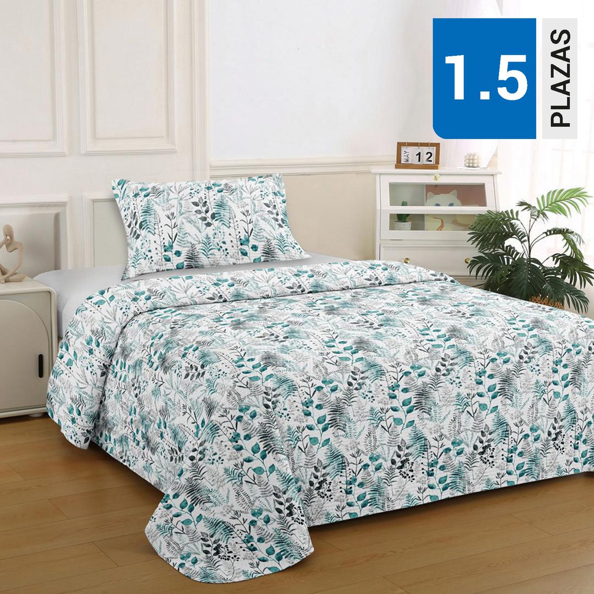 ILLUSIONS - Quilt 1.5 plazas Bruselas Verde 