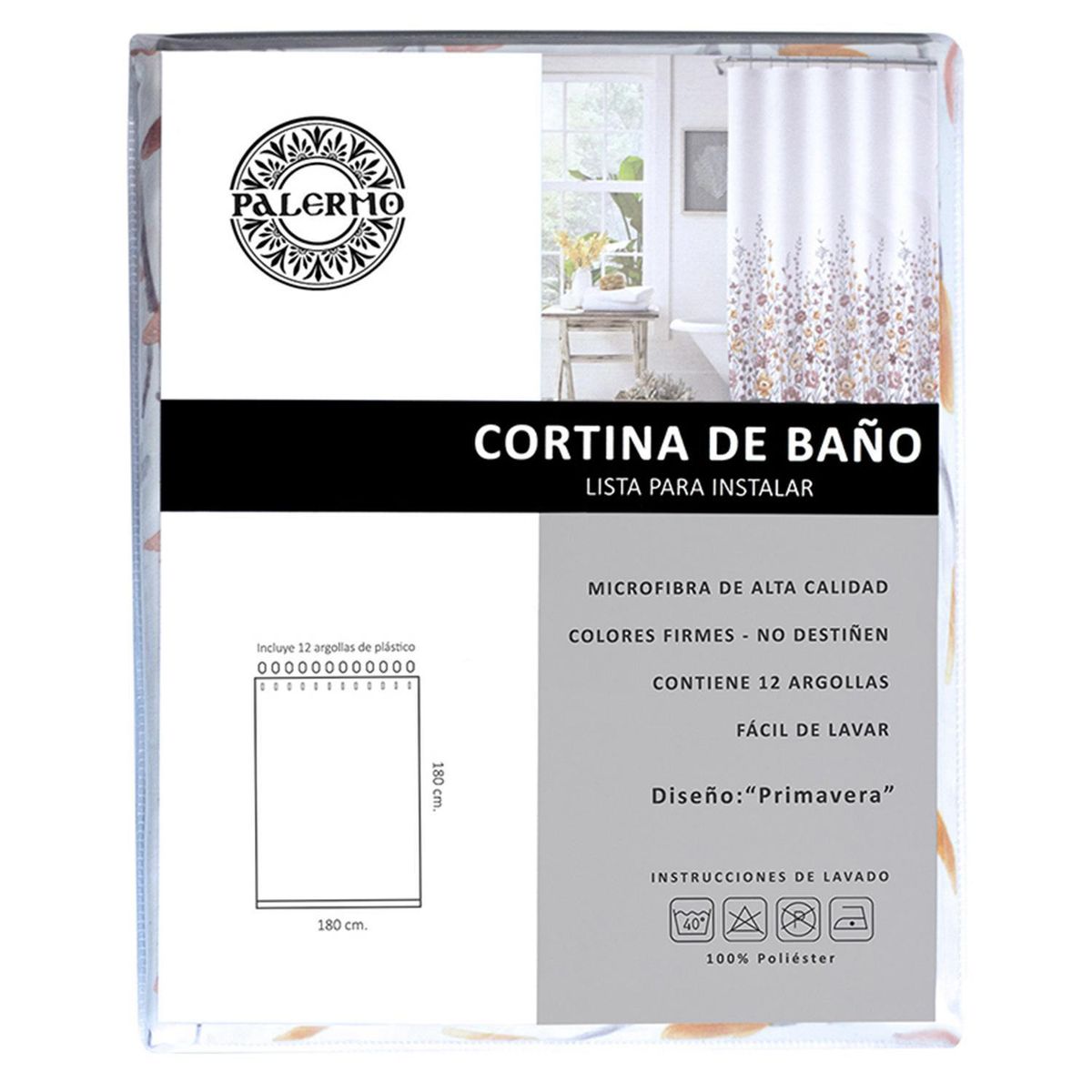 PALERMO - Cortina De baño 180x180 cm Beige