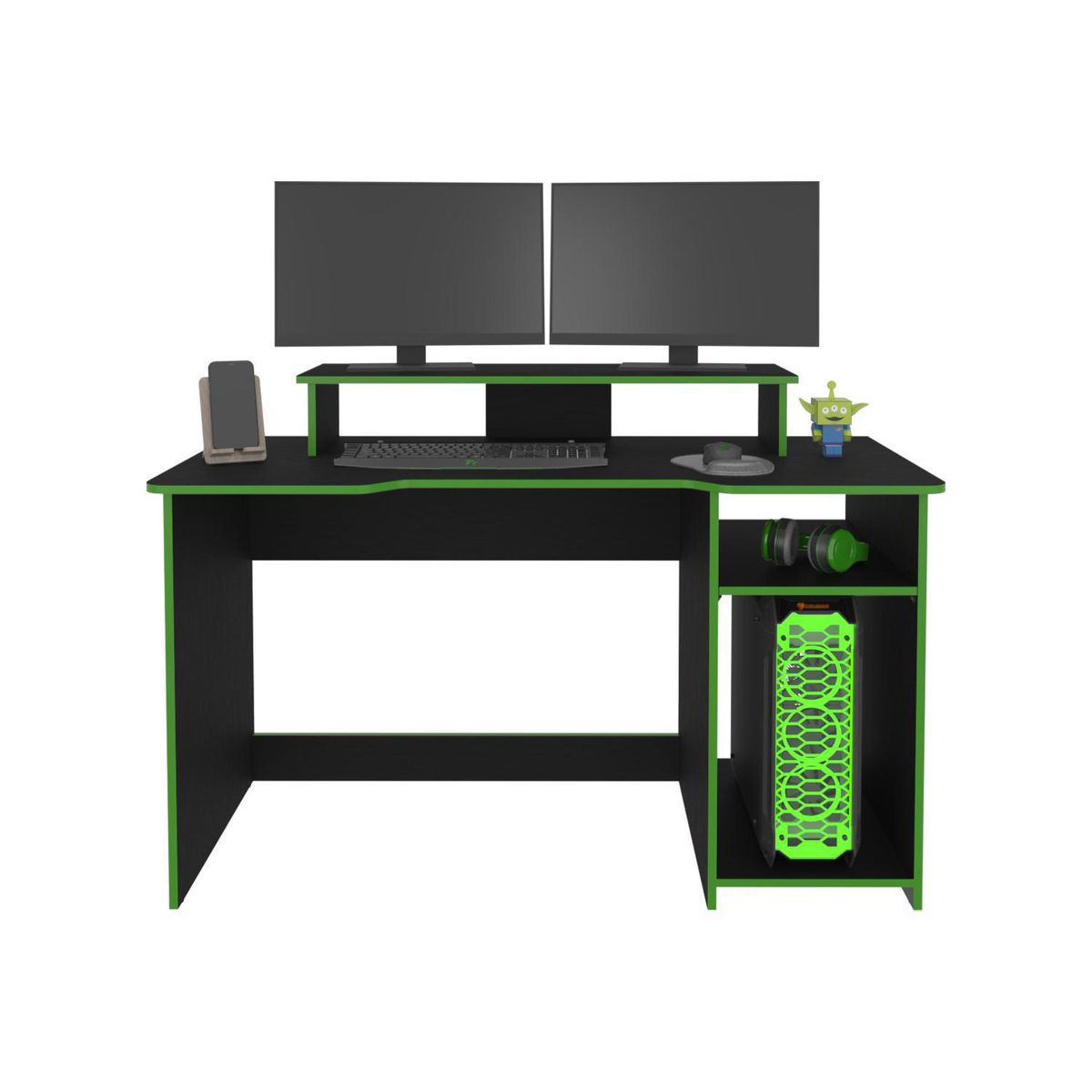 TUHOME - Escritorio Huni Wengue y Verde 136x90.5x60 cm