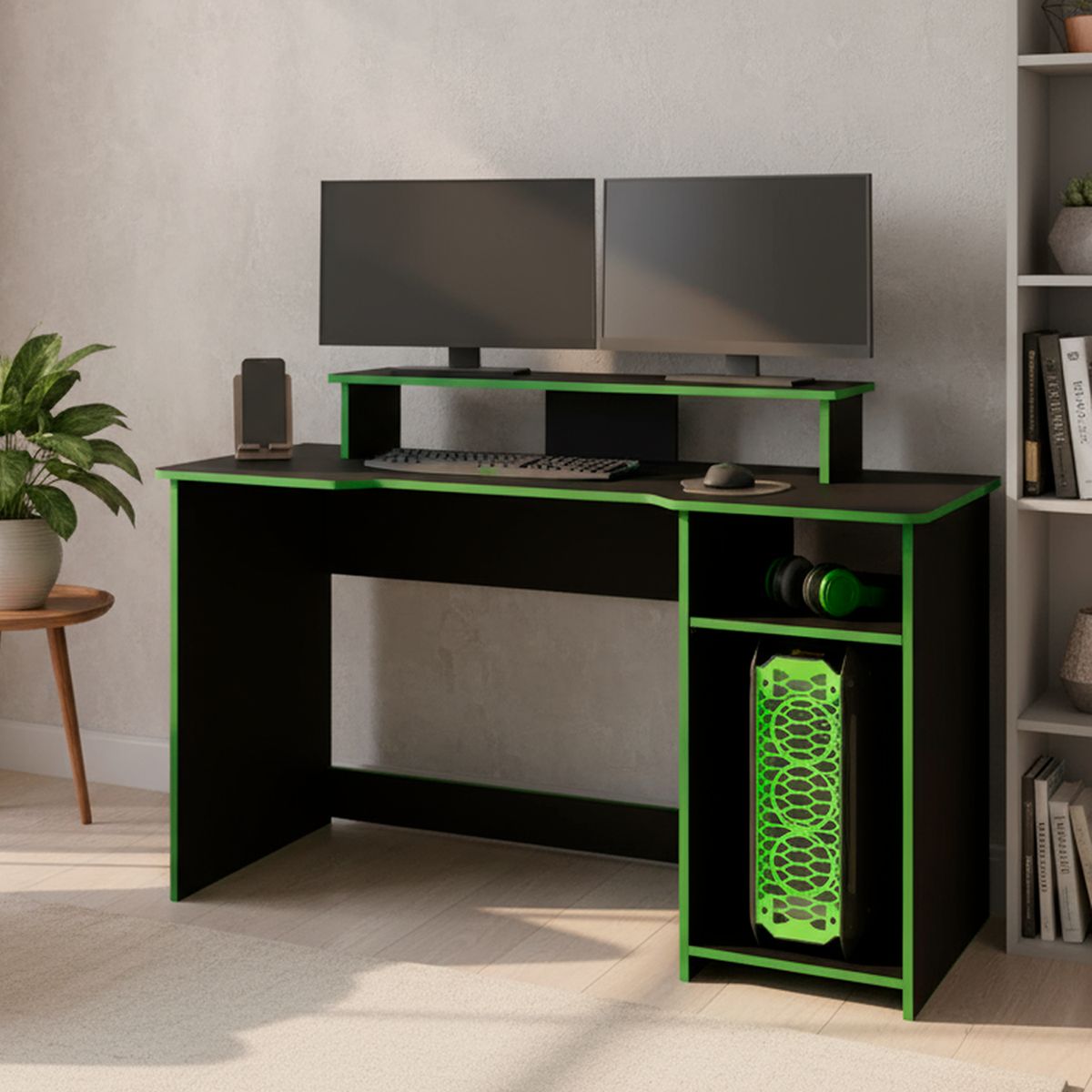 TUHOME - Escritorio Huni Wengue y Verde 136x90.5x60 cm