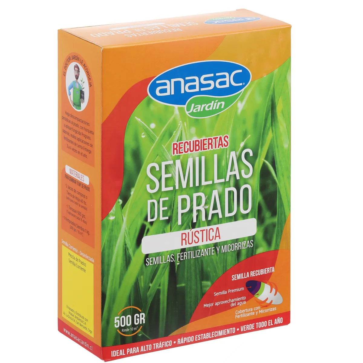 ANASAC - Semilla de Pasto Mezcla Rústica Peletizada 0.5 kg Caja