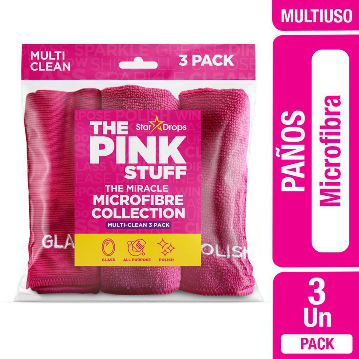 THE PINK STUFF - Pack de 3 Paños The Pink Stuff para Limpieza