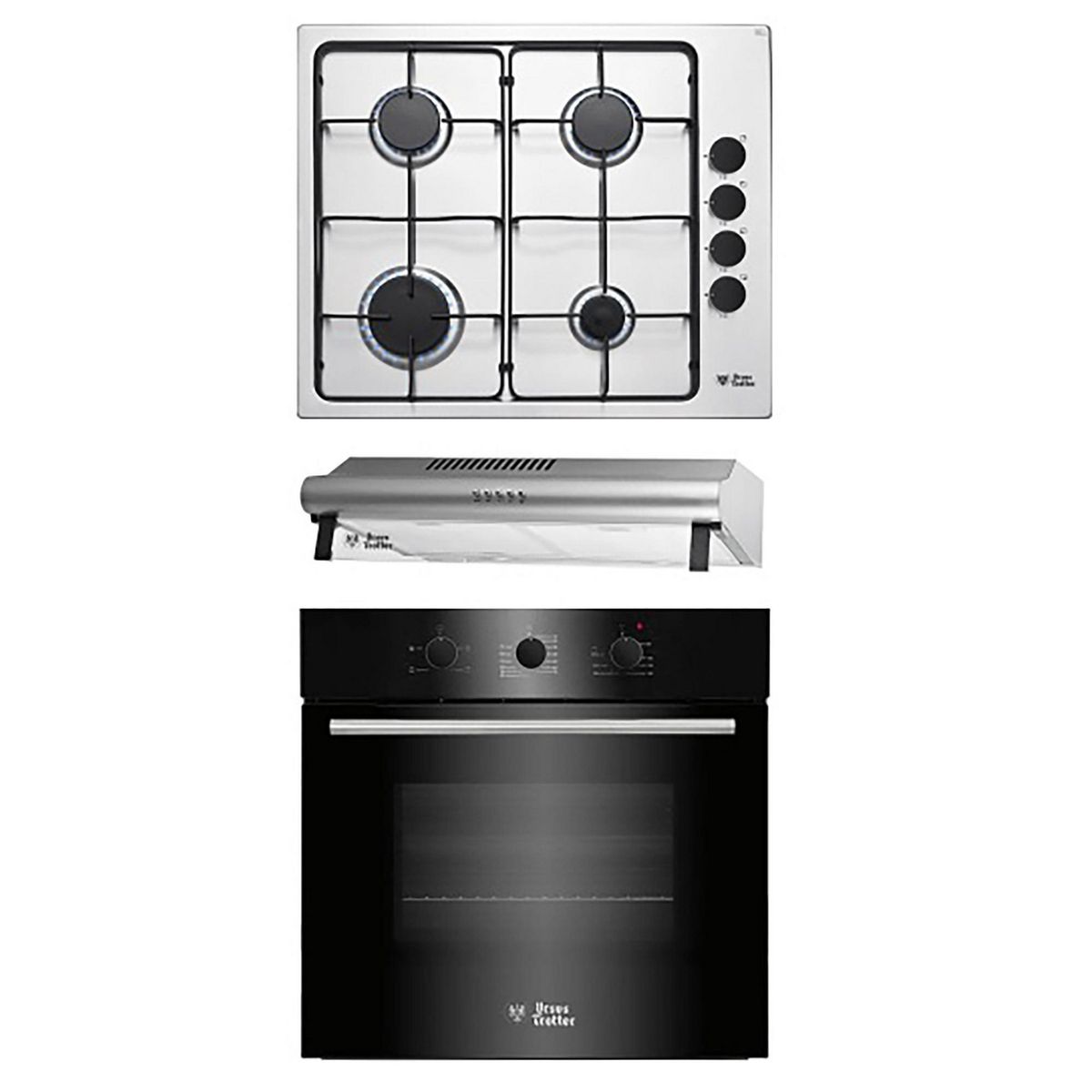 URSUS TROTTER - Kit Empotrado Horno 1MEPC4 Night DL/Encimera UTG4/Campana GNVF60 Inox