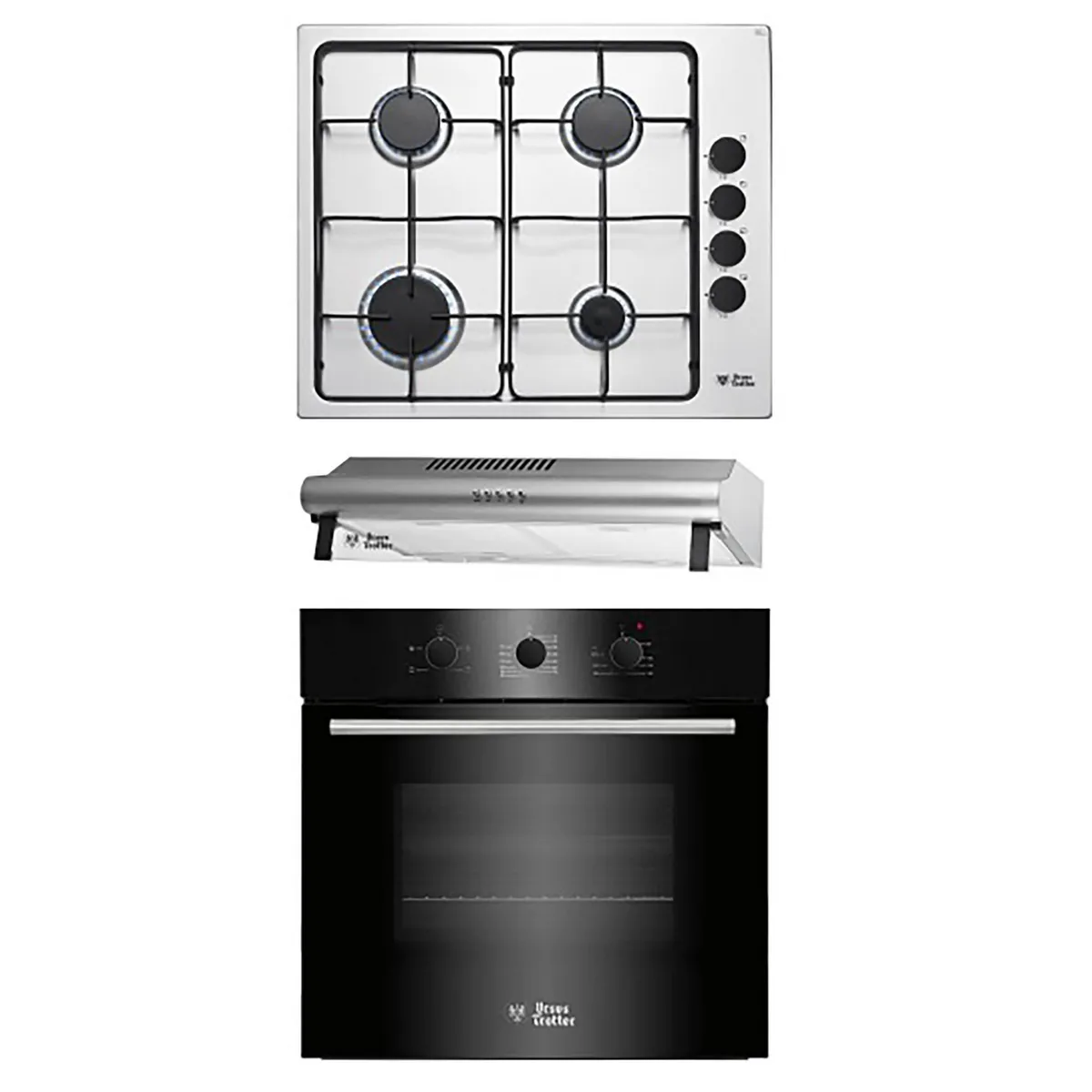 URSUS TROTTER - Kit Empotrado Horno 1MEPC4 Night DL/Encimera UTG4/Campana GNVF60 Inox