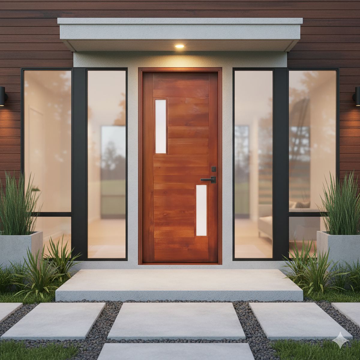 GLOVER - Puerta Exterior Madera Pino Radiata Murano Café Claro