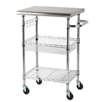 Carro cocina de 3 niveles 61x51x94 cm superficie de acero inoxidable