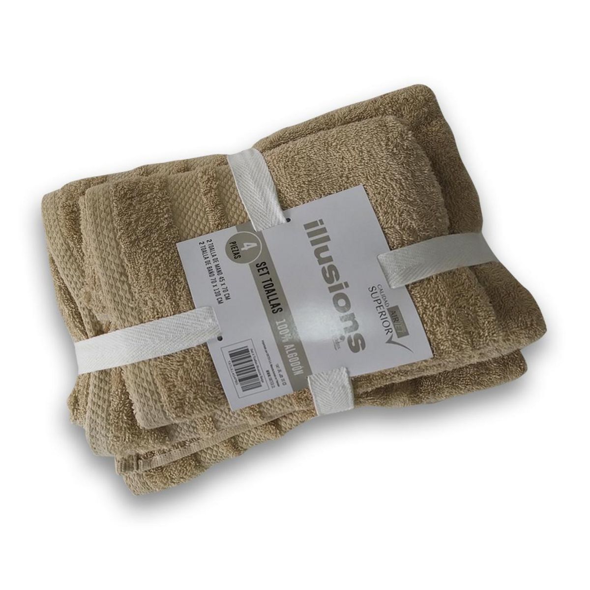 ILLUSIONS - Set de Toallas 450 gr Algodón 70x130 cm Beige