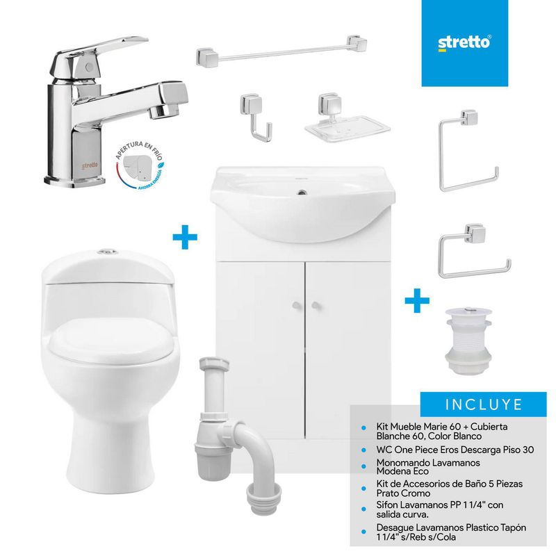 STRETTO - Sala de Baño 30,5 cm 4.8 l Marie 60 Blanco